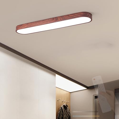 Plafonnier LED géométrique dimmable 60cm en bois foncé avec télécommande pour salon moderne