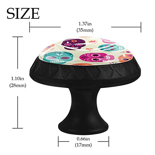 Boutons de tiroir ronds 35mm tête de mort colorés pour meuble enfant - 5