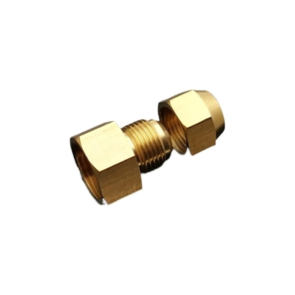 Tube Union Coupler 1pc Brass Inner Flared Joint, Copper Pipe Refrigeration Fittings, 1/4in 1/2in Straight Connector(1/2inchx10mm)