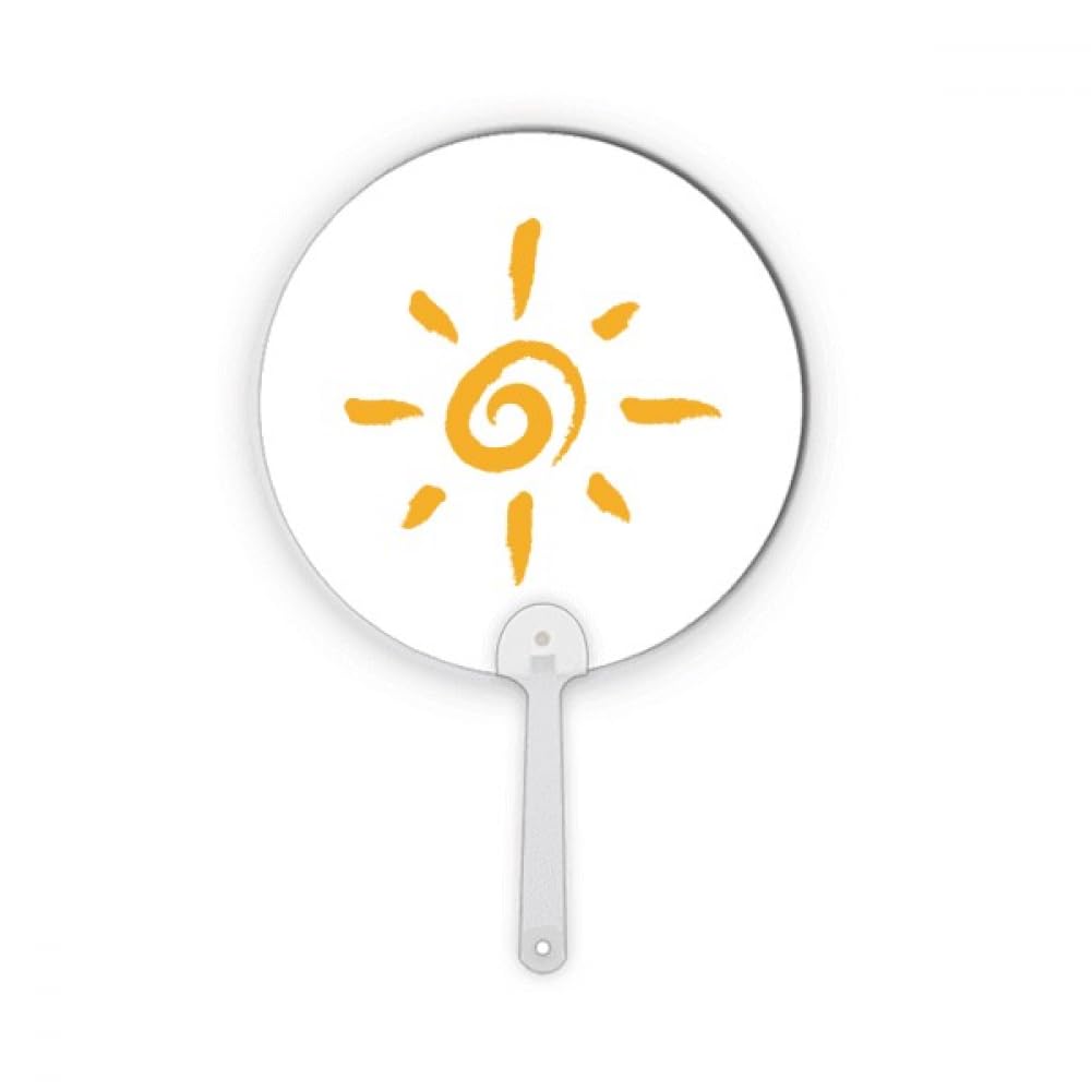 Éventail jaune soleil plastique rond portable peint à la main artisanat décoration maison