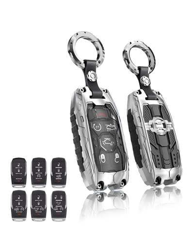 Heavy Key Fob Cover for Dodge Key Fob Case Protector Accessories Fits for 2018-2026 RAM 1500 RAM 2500 RAM 3500 Smart Key (Silver)