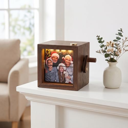 Álbum de Fotos Personalizado con Mecanismo de Manivela, Caja Fotográfica de Madera con Texto Grabado y Luz LED, Ideal como Regalo para Cumpleaños, Día de San Valentín o Aniversario miniatura 7