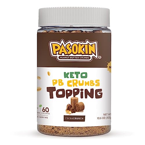 Keto Peanut Butter Crumbs Topping | Cocoa Crunch | No added Sugar, Non-GMO, Plant-Based, Gluten-Free, Vegan, Kosher 10.5 oz Jar