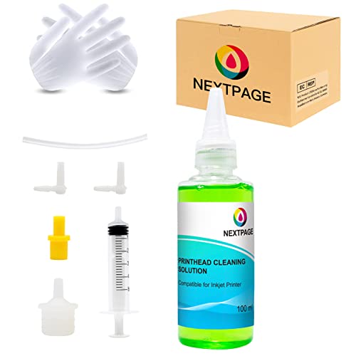 Nextpage Druckkopf Reinigungsflüssigkeit, Druckkopfreiniger Düsenreiniger 100ML zum Reinigen Aller Druckkopf Drucker für Epson, Canon, HP, Lexmark, Kodak and Samsung, mit Schlauchadaptern (Hellgrün) Nextpage Druckkopf Reinigungsflüssigkeit, Druckkopfreiniger Düsenreiniger 100ML zum Reinigen Aller Druckkopf Drucker für Epson, Canon, HP, Lexmark, Kodak and Samsung, mit Schlauchadaptern (Hellgrün)