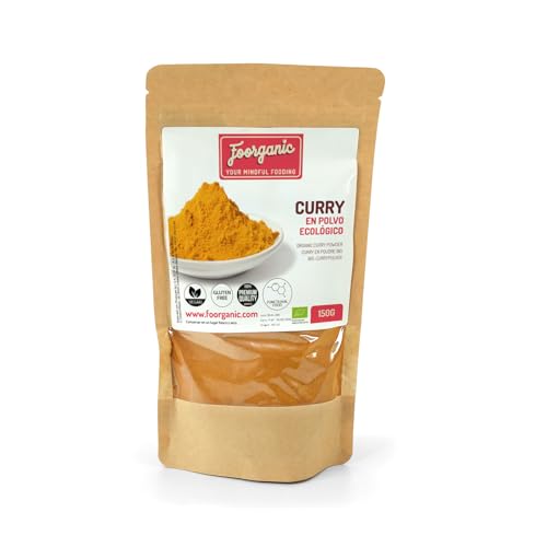 FOORGANIC Curry en Polvo Ecológico Foorganic 150g | Mezcla de Especias Naturales Sin Aditivos | Producido en España | Vegano | Refuerzo de Sistema Inmune