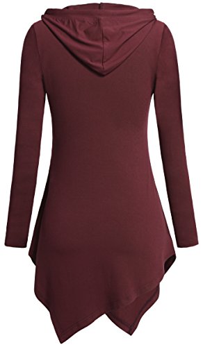 Image of Tencole Uneven Hemline Hoody Shirt Kangaroo Pocket Tunic Long Sleeve Casual Tops