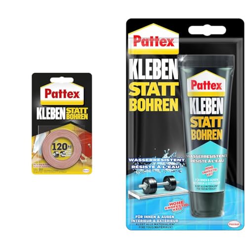 Pattex Kleben statt Bohren Klebeband, extra starkes doppelseitiges , Doppelklebeband für Montagearbeiten innen & außen, 19mm x 1,5m & Wasserresistent, Weiß, 142 Gramm