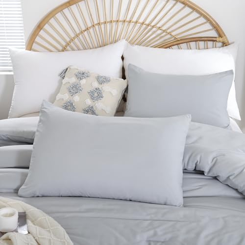 Image of weigelia Grey Queen Comforter Sets - Soft Warm Light Grey Comforter for Queen Size Bed (1 Comforter, 2 Pillowcases)