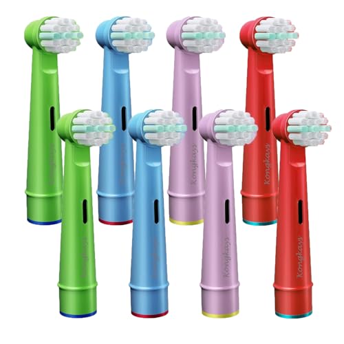 Chiinet 8 cabezales de cepillo de dientes para niños compatibles con la mayoría de cepillos de dientes eléctricos Braun Oral B Kids, recambios de cabezales de cepillo de dientes para niños Oralb