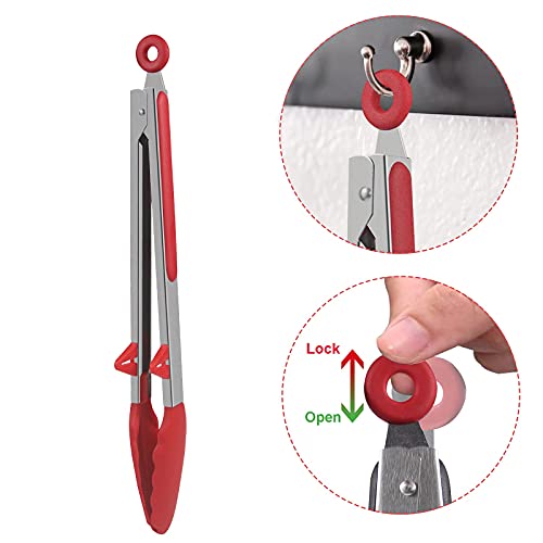 Premium Stainless Steel Locking Kitchen Tongs, Silicone Pliers, Non Stick Heat-Resistant Barbecue Pliers Set, Can Be Used For Barbecue/Cooking/Picnic/Party Occasions #TOP2