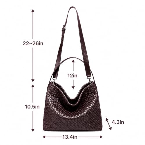 Image of Women's Braided Suede Tote Bag Stylish Suede Hobo Shoulder Bag with Woven Details for Work Travel