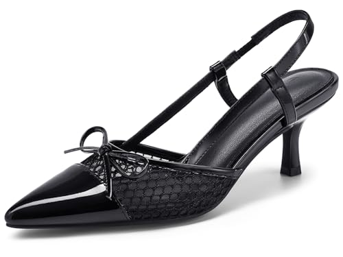 Coutgo Bow Tie Slingback Pumps with Patchwork Design