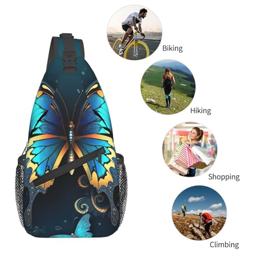 Sling Bag para hombre y mujer negro con diseño de mariposa miniatura 5