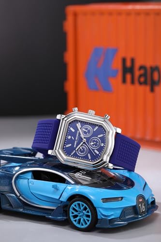 Image of Daniel Hechter Paris Moulin Collection Analog Watch for Men with Square Case, Luminous Hands & Markers, Multifunction Dial and Silicone Strap