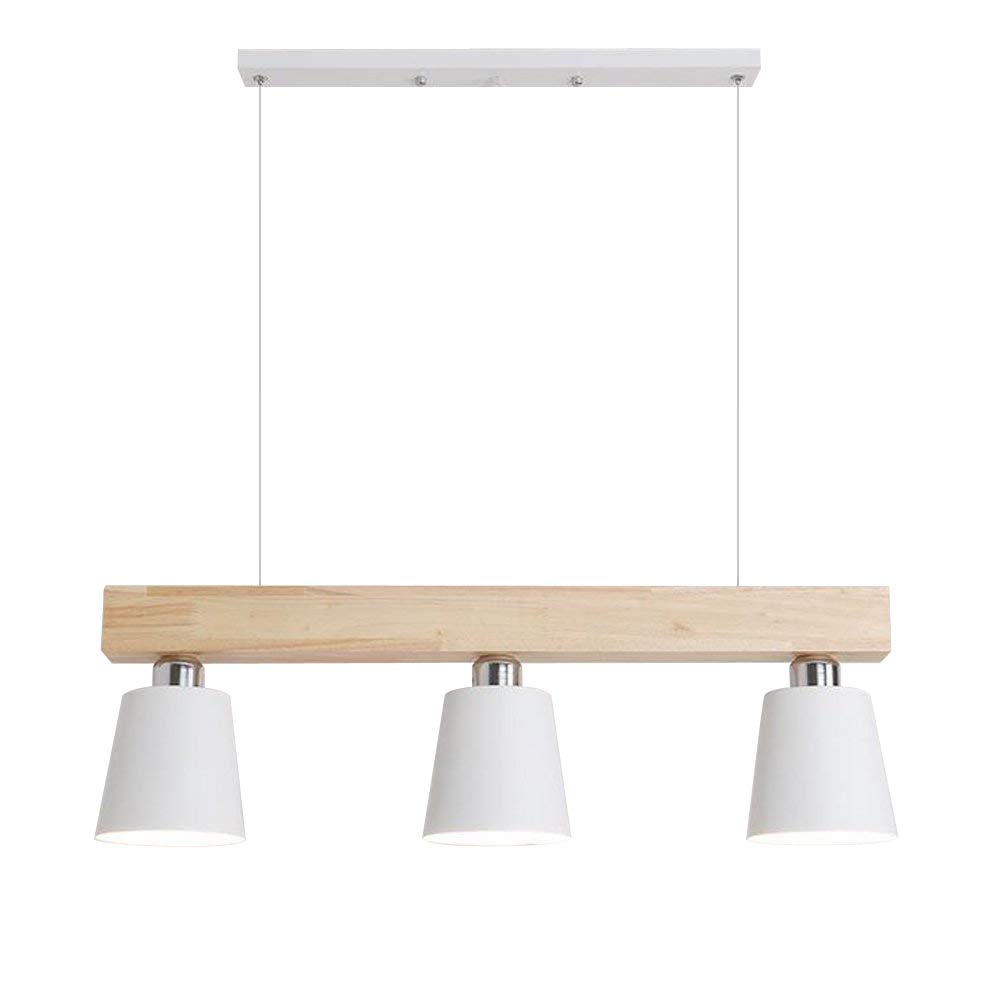 GBLY vintage wooden dining table pendant light 61cm wood bar retro dining room lamp - 3 x E27 max 25 Watt - height adjustable for dining room living room bar