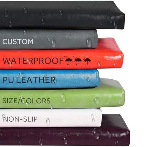 JIcloun Coussin de Banc sur Mesure, Exterieur Impermeable Faux Cuir Coussin Banquette Interieur Personnalisée Antidérapant Coussin Assise Anti-Griffe de Chat...