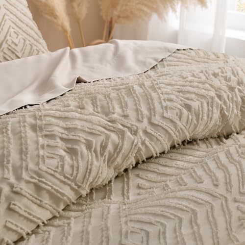 Image of Andency Khaki King Size Comforter Set, 3 Pieces Boho Soft Bedding Set & Collections, Farmhouse Tufted Fluffy Warm Bedding Comforter Sets for King Bed (1 Comforter 104x90In, 2 Pillowcases)