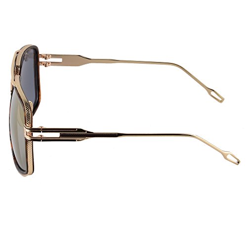 Image of Aviator Sunglasses for Men Retro Fashion Gold Oversized 70s shades