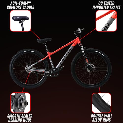 Image of FitTrip Fox Rush 29T Unisex MTB | Single Speed | Lockout Suspension | Imported Logan Dual Disk Brakes | 1030 Alloy Frame w /Internal Cabling | Zero Maintenance (Rosso Red)