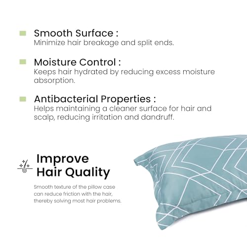 Image of Mush Bamboo Printed Pillow Cover Set of 2 | 100% Bamboo Pillow Cover for Hair and Skin | 300 TC | Breathable, Silky Soft and Envelope Pillowcases | 17 inchx27 inch Geometric Print, Ocean