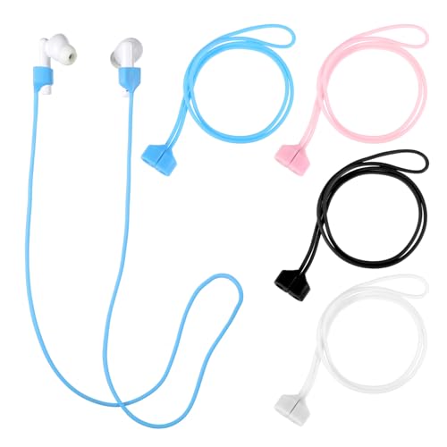 Gsbnjuy 4 PCS Magnetic Anti-Lost Straps Soft Silicone Wireless Earbud Lanyards Neck Rope Cord for Sports Running