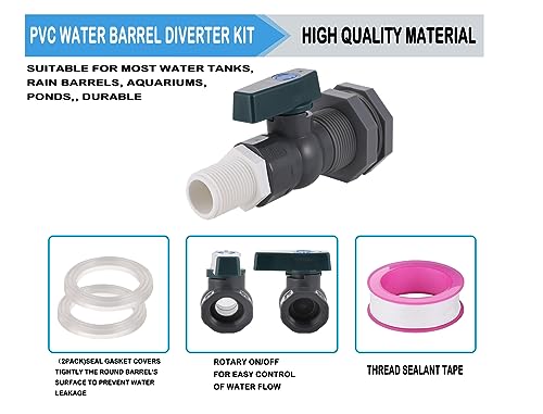 PVC-Rain-Barrel-Spigot-Kit-34-Rain-Barrel-Diverter-Kit-with-Bulkhead-Fitting-Garden-Hose-Faucet-Adapter-Rain-Barrel-Drain-Valve-Kit-for-Water-Tanks-Garden-Barrels-Aquariums-TubsPools-2pack