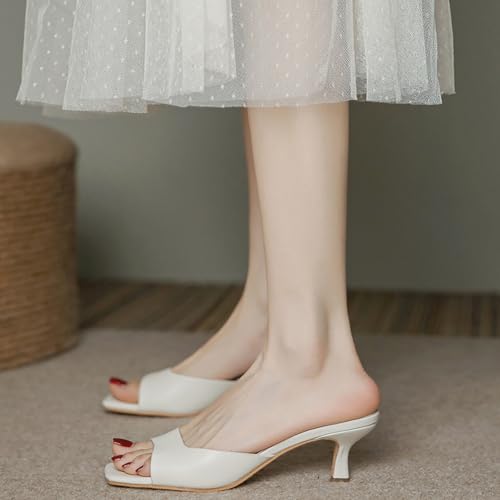 Image of Women's Square Open Toe Kitten Heel Slides Sandals Sexy One Band Slip-On Stiletto Heels Mules Casual Party Prom Dance Dress Dress