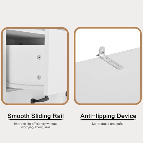 Garvee Bookshelf with Door and 3 Drawers, 71" Tall Bookcase Shelf with 3-Tier Shelves, Wooden Bookshelves and Bookcases with Storage, for Home Office, Bedroom, Living Room, Study, White - Image 6