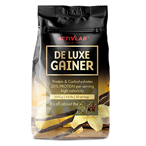 ACTIVLAB - Ganador de Masa Muscular con Proteínas y Carbohidratos - 3 kg Vainilla - Proteína para Aumento de Masa Muscular - 30 Porciones - De Luxe Gainer
