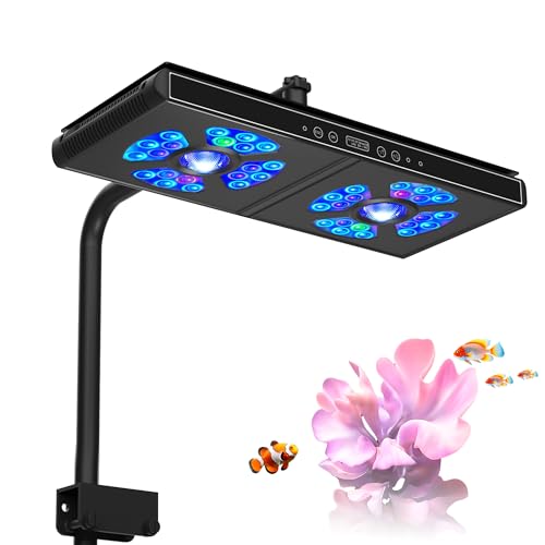 Aquarium Lights-200 watt 6 Channels Sunrise Sunset Moonlight Highly Customizable Reef Light for lps SPS Saltwater Freshwater Tanks