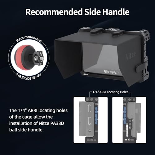 Nitze Monitor Cage Kit for Feelworld F6 PLUSX / F6 PLUS / F5 PRO / F5 PROX with HDMI Cable Clamp and Sunhood - JT-F05B - Image 6