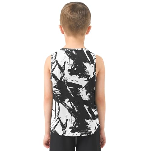 Boys Tank Top Shirts Black White Camouflage Sleeveless T-Shirts Crew Neck for Kids Clothing Children3