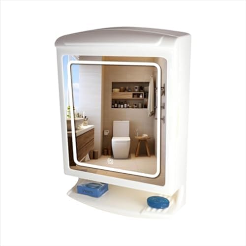 Image of CIPLA PLAST Pride LED Mirror Cabinet | Wall Mounted Bathroom Mirror Cabinet with 5 Shelf Storage | 3-Color Mode and Dimmer Light Function | BRC - 827 LED (White)