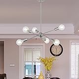 Sputnik Chandelier BONLICHT 6 Lights Modern Pendant Lighting Brushed Nickel Mid Century Ceiling Light Fixture by UL Listed