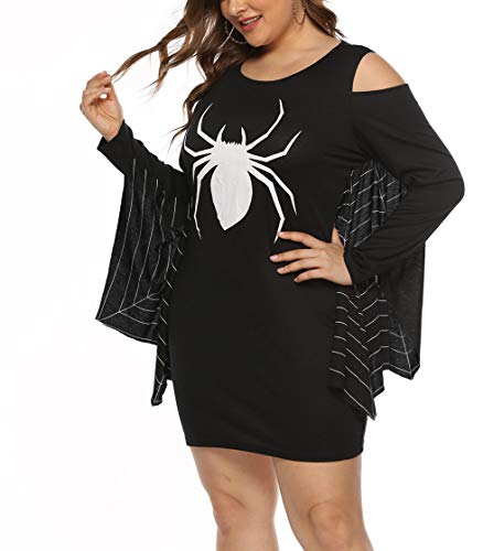 Gloria&Sarah Women's Halloween Spiderweb Plus Size Jersey Tunic Cosplay Costume Dress,Black,Xxxl #TOP3
