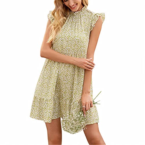 Preisvergleich Produktbild LYAZFC Sommerfrisches und süßes kleines Gänseblümchen-Blumenpilz-Kleid mit fliegenden Ärmeln für Damen