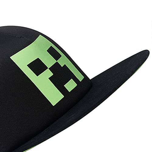 Minecraft Boys Creeper Face Hat - Black And Green Youth Snap Back Hat (Black) #TOP6