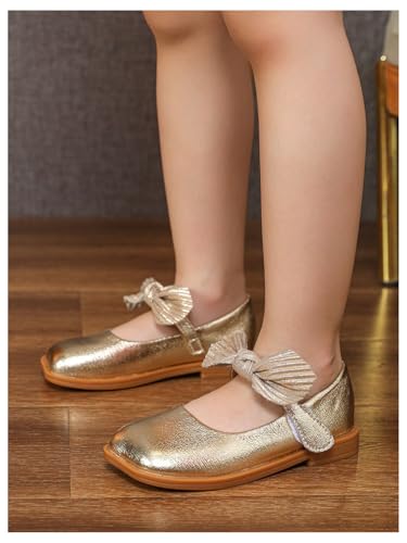 GORGLITTER Girl's Dress Shoes Bow Cute Ballerina Flat Sandals Close Toe Flats3