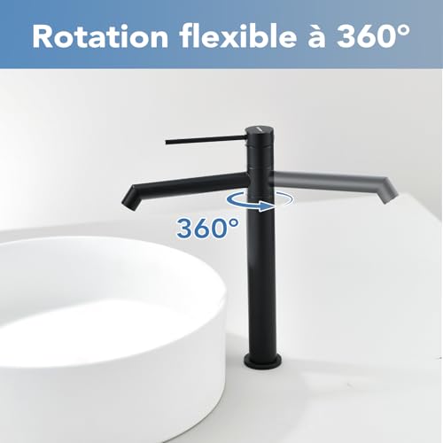 Mitigeur de lavabo pour salle de bain avec bec pivotant 360° - 3