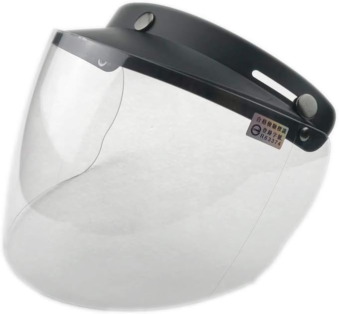 WANCAR Retro Universal Standard 3-Snap Open Face Motorcycle Helmets Flip Up Face Visor Wind Shield Lens(Clear)