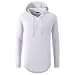 UNRESTRAINED Mens Hipster Longline Hooded Side Zipper T Shirt White M