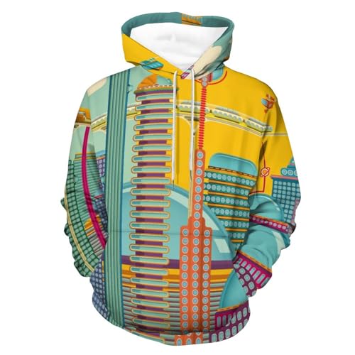 Sweats à Capuche Manche Longue UMENG | Pull Ville Technique Unisexe Coupe Confort Taille S
