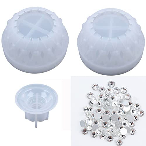 Egg Shape Box With Heart Lid Epoxy Mold, For Small Trinket Jar Making, Diy Resin Casting Silicone Mold With 100Pcs Matching Decorative Diamond #TOP1