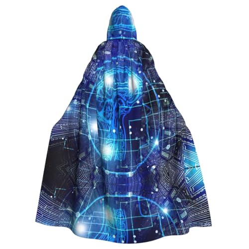 Capa larga con capucha de cerebro de inteligencia artificial, disfraz medieval de Halloween, para adultos, cosplay, para hombres y mujeres