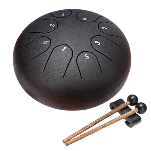 Tambor de lengua de acero de 6 pulgadas, tambor de lengua de acero, 6 pulgadas, 8 notas, instrumentos musicales para sanación con sonido, meditación, yoga (negro)