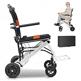 FMBLDM Small Wheelchair Foldable Lightweight Travel Wheelchair, Aluminum Wheelchairs for Home and Holidays, Transport Wheelchairs with Carrying Bags, 9 kg A