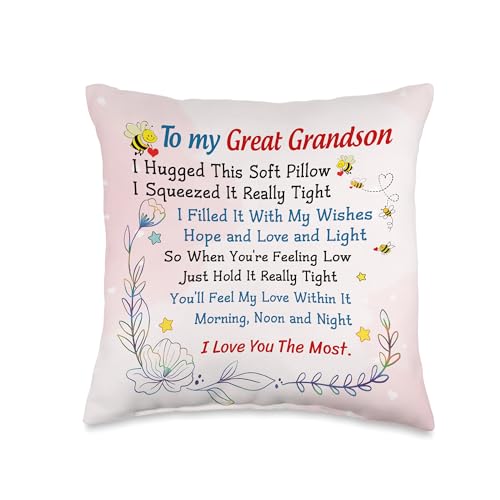 to My Great Grandson I Hugged This Soft Pillow Throw