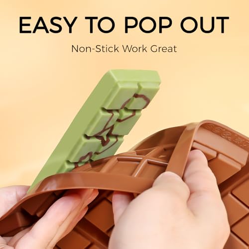 Image of Chocolate Bar Mold, Non-Stick Dubai Chocolate Molds, Food Grade Silicone Deep Chocolate Bar Mold for Pistachio, Candy- Set of 3