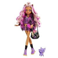 Monster High Doll, Clawdeen Wolf with Accessories and Pet Dog, Posable Fashion Doll with Purple Streaked Hair