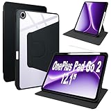 Lemxiee PU Leather Cover for OnePlus Pad Go 2 Case with Swivel stand & Pen slot position,PU leather + Transparent Acrylic